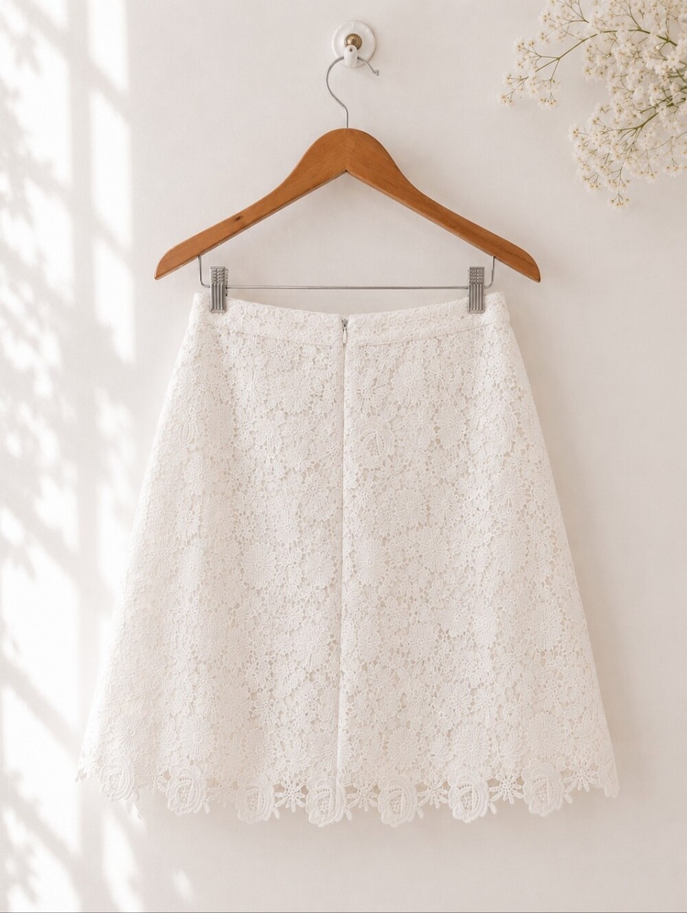 Lulus Elegant White Lace A-Line Skirt - Feminine Floral Detail Size M - Picture 5 of 7